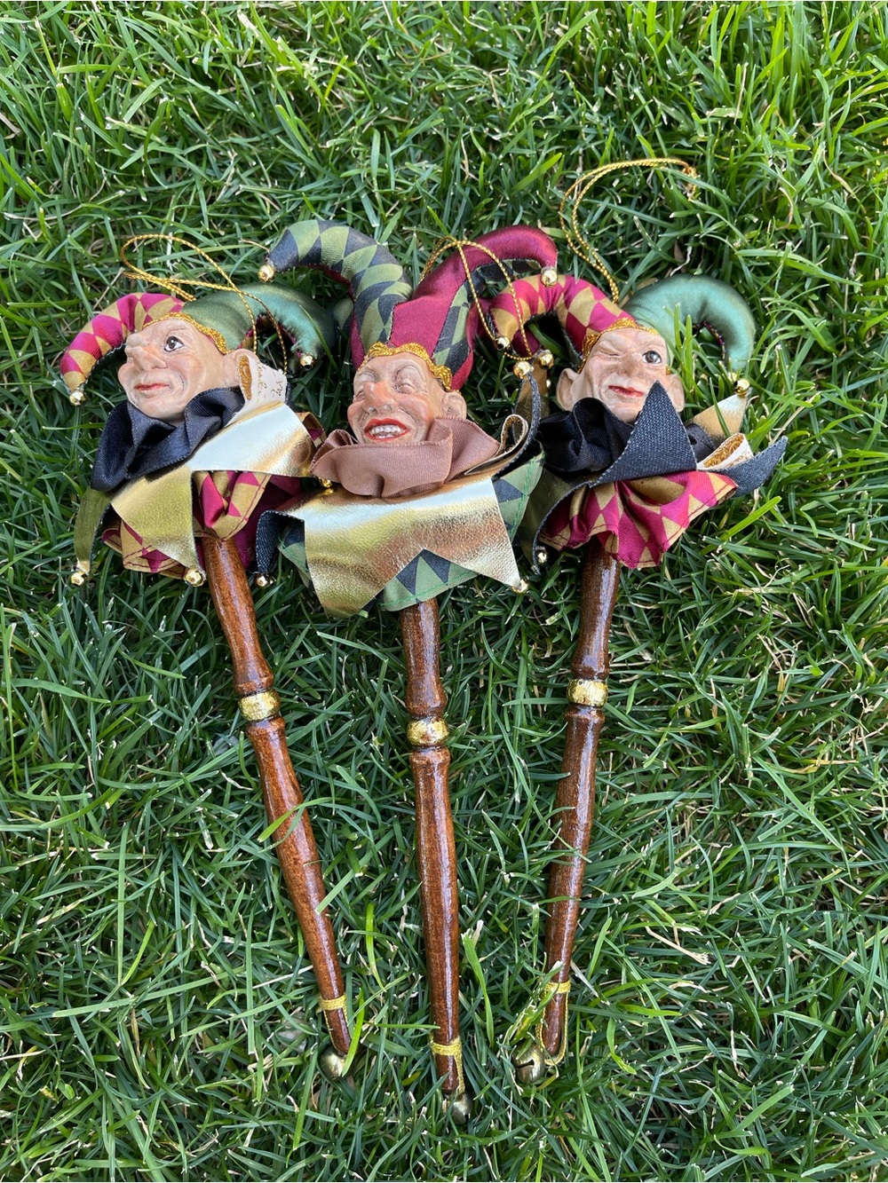 Authentic Katherine's Collection Wayne Kleski Jester Wand Ornaments - Set of 3
